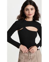ROKH Strap Jersey Top With Sleeves - Black