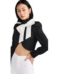 Alice + Olivia - Aice + Oivia Addion Bow Coar Cropped Jacket Back/off White X - Lyst