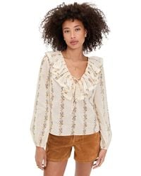 Wayf - Abby Ruffle Blouse - Lyst