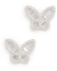 By Adina Eden - Pave X Baguette Butterfly Stud Earrings - Lyst