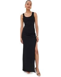 Versace - Logo Cotton Stretch Rib Dress - Lyst