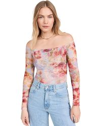 L'Agence - 'agence Peony Off Shouder Thong Bodysuit Muti Soft Coud Fora - Lyst