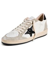 Golden Goose - Ballstar Nappa Quarter Glitter Star And Heel Suede Toe And Spur Sneakers - Lyst