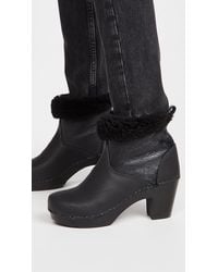 No. 6 Pull On Shearling High Heel Boots - Black