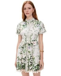 Alice + Olivia - Lucy Rolled Sleeve Mini Shirt Dress - Lyst