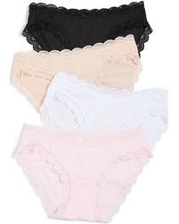 Stripe & Stare - Tripe & Tare Eentia Ix Knicker Box And Knicker Knicker Four Pack Back/and/white/pae Pink - Lyst