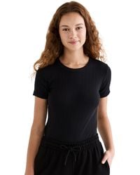 Leset - Pointelle Short Sleeve Tee - Lyst