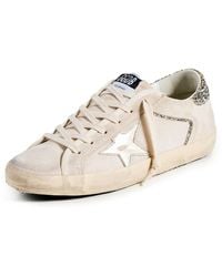 Golden Goose - Super-star Double Quarter With List Net And Suede Upper Laminated Star Glitter Heel Sneakers - Lyst