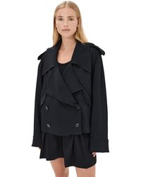 Another Tomorrow - Another Toorrow Fuid Cropped Trench Coat Back - Lyst