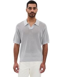FRAME - Open Weave Polo Sweater - Lyst