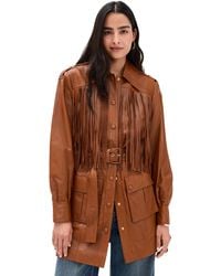 FARM Rio - Fringe Leather Coat - Lyst