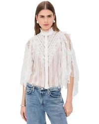Alice + Olivia - Rheba Lace Ruffle Sleeve Top - Lyst