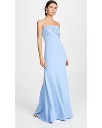 Marchesa notte Sleeveless Draped Bodice Gown - Blue