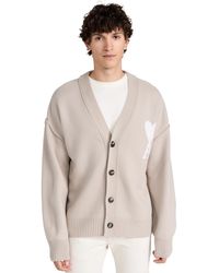 Ami Paris - Ai Off White Adc Cardigan Ight Beige/off White - Lyst