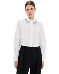 Jonathan Simkhai - Renata Embellished Cropped Button Down Shirt - Lyst