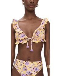 PATBO - Peony Print Lycra Ruffle Bikini Top - Lyst