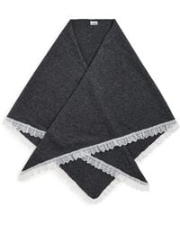 Ganni - Wool Lace Triangular Scarf Xxl - Lyst