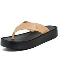Tory Burch - Leather Platform Flip Flops - Lyst