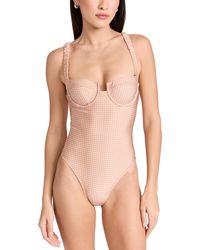 Solid & Striped - Oid & Triped The Verona One Piece Taupe Poka Dot - Lyst