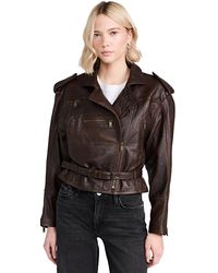 FRAME - Strong Shoulder Leather Moto Jacket - Lyst
