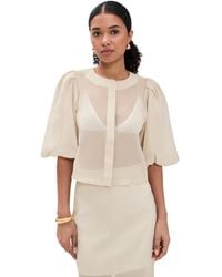 Le Bos - Liza Organza Puff Sleeve Top - Lyst