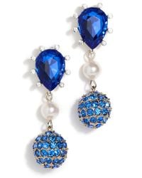 Oscar de la Renta - Cactus Crystal With Pearl And Ball Earrings - Lyst