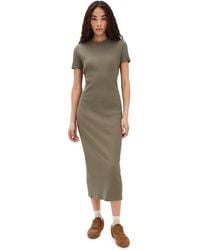 Vince - Rib Short Sleeve Crew Neck Dress - Lyst