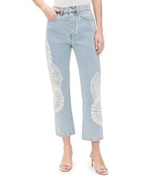 FRAME - The Crochet Vertical Crop Jeans - Lyst