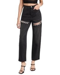 Area - Crystal Slit Jeans - Lyst