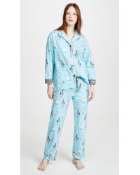 Pj Salvage Printed Flannel Pyjama Set - Blue