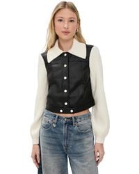 Cinq À Sept - Faux Leather Knit Sleeve Ciara Jacket - Lyst