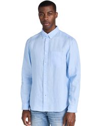 Club Monaco - Solid Linen Shirt Lt. Blue Base/bleu - Lyst
