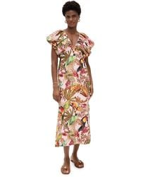 farm rio multicolor surreal sleeveless midi dress Sleeveless Midi Dress With Fish Sea Print