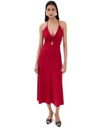 Victoria Beckham - V-Neck Ruched Cami Midi Dress - Lyst