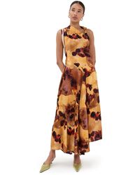 Victoria Beckham - Sleeveless Draped Silk Midi Dress - Lyst