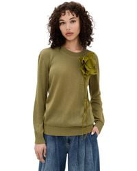 Marques'Almeida - Thin Knit Crew Neck Sweater With Flower Embellishment - Lyst