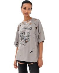 Area - Distressed Crystal Embellished Graphic T-Shirt - Lyst
