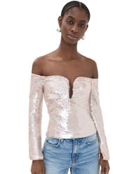 Self-Portrait - Sequin Off Shoulder Top - Lyst