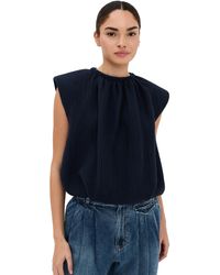 Tibi - Quilted Waffle Shirred Neck Top - Lyst