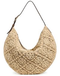 Tory Burch - T Monogram Raffia Balloon Bag - Lyst