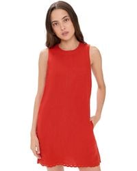 Madewell - Embroidered Mini Linen Shift Dress - Lyst