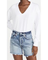 Sundry Pleated Sleeve Sweatshirt - White