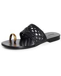 Jonathan Simkhai - Ariana Woven Leather Sandals With Metal Toe Ring - Lyst