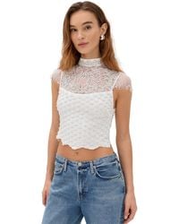 Alice + Olivia - Pria Embellished Mock Neck Cropped Top - Lyst