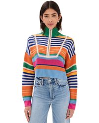 STAUD - Cropped Hampton Sweater Muti Bayadere Stripe - Lyst