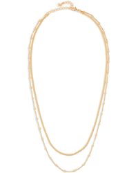 By Adina Eden - Cuban X Beaded Ball Double Chain Necklace - Lyst