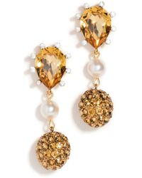 Oscar de la Renta - Cactus Crystal With Pearl And Ball Earrings - Lyst