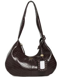 Ganni Croco Medium Hobo Bag | Lyst