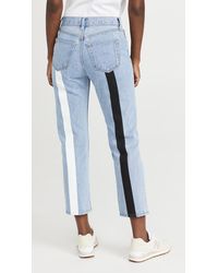 Still Here Black And White Tate Crop Jeans - Blue