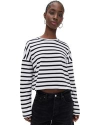 ASKK NY - Cropped Long Sleeve Tee Stripe - Lyst